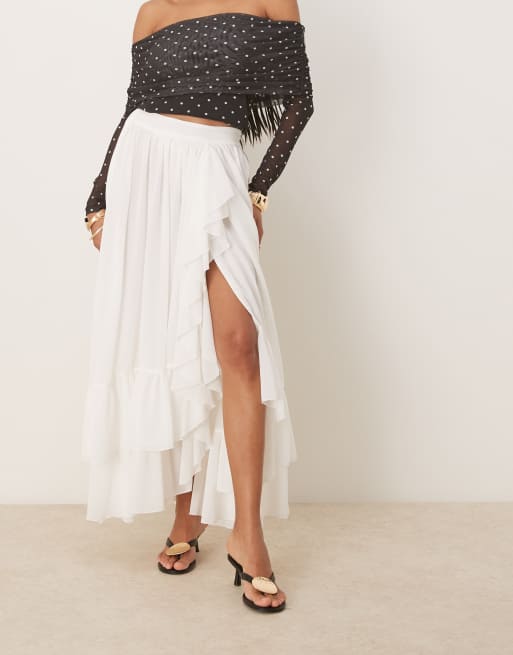Bardot Mirella wrap maxi skirt in ivory, 2 of 5