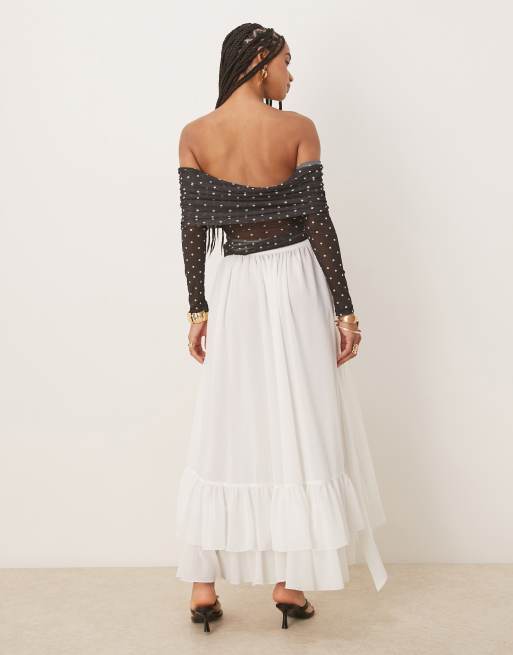 Bardot Mirella wrap maxi skirt in ivory, 4 of 5