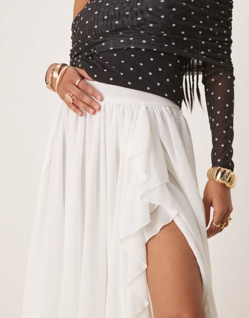 Bardot Mirella wrap maxi skirt in ivory ASOS