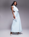 [Bardot] Bardot open back high neck maxi dress in aqua-Blue 6 Aqua