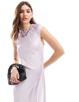 Bardot Open Back Satin Maxi Dress In Lilac-purple | ModeSens