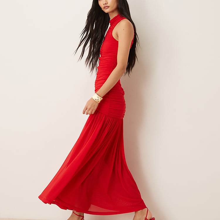 bardot briann drop waist maxi dress Olive PrettyLittleThing Tiered or any occasion that calls for timeless glamour Delta | Bardot Low Back