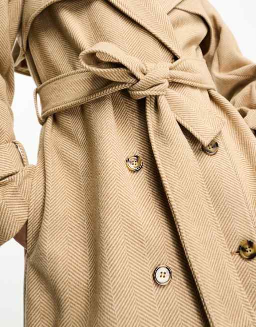 Bardot oversized herringbone trench coat in beige