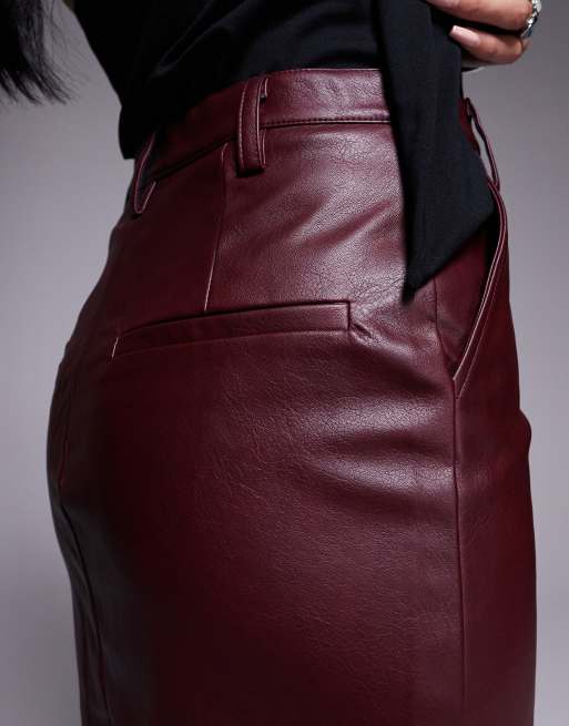 Bardot Phenix faux leather skirt in burgundy ASOS