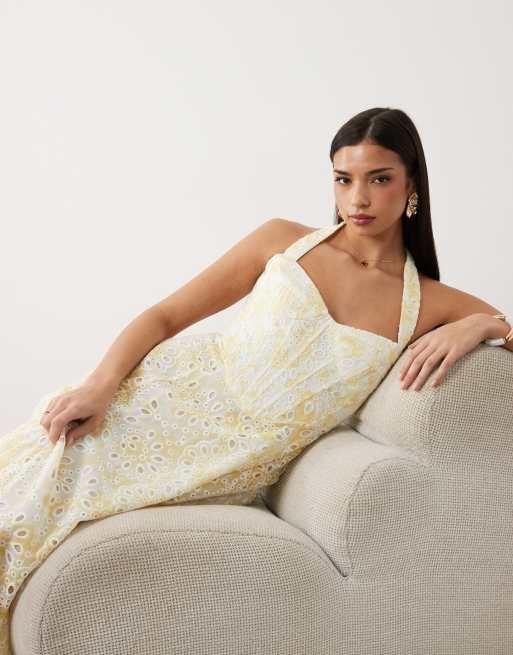 floor length halter neck dress Petal and Pup Women's Betsy Halterneck Maxi Dress