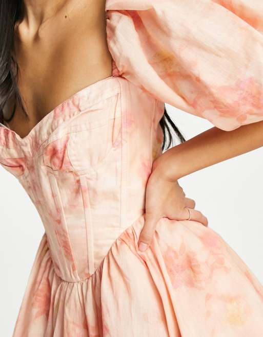 Barbie Blush Mesh Sleeve Satin Corset Dress – FancyStyles Boutique LLC