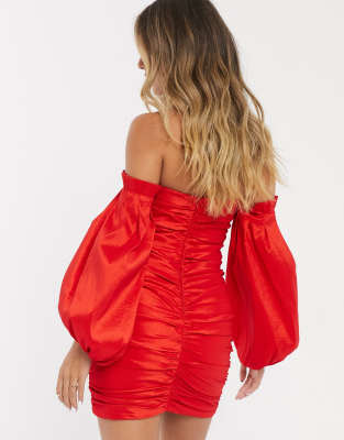 red bardot mini dress