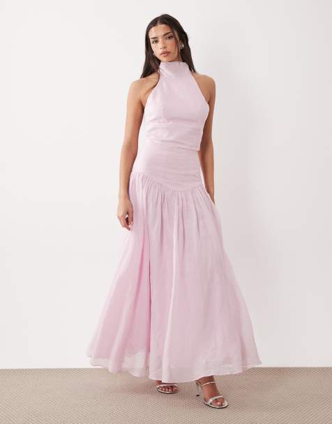 Bardot Ramie halter top and maxi skirt co-ord in bliss pink - view 1