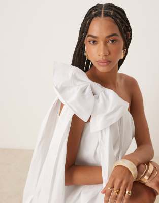 Bardot Razia One-shoulder Bubble-hem Mini Dress In White