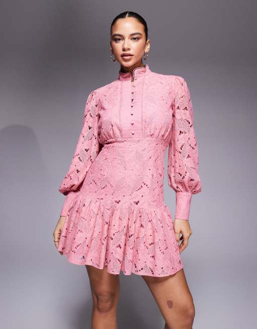 Robe Deux Pièces Bardot Midi Rose PINK - Taille 10, Neuve Avec étiquettes
