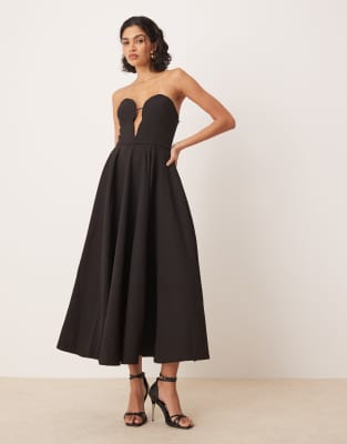 Bardot - Robe de bal de promo bandeau longue de qualité supérieure - Noir
