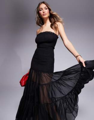 Bardot - Robe longue sans bretelles - Noir