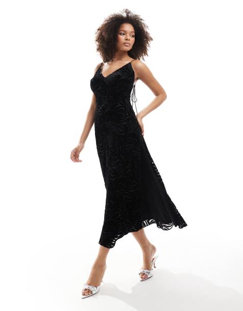 Bardot - Robe mi-longue en tissu dévoré - Noir - view 1