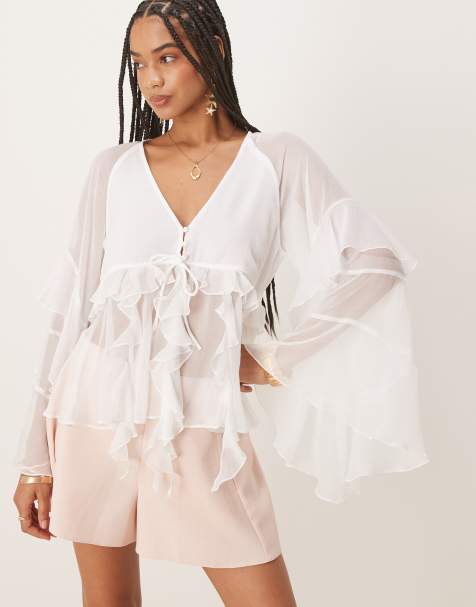 Bardot Rosalo ruffle blouse in orchid white - view 1