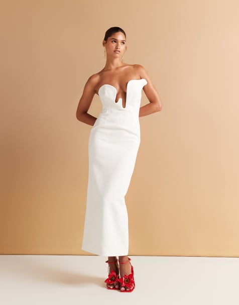 Bardot Rosalyn midi dress in orchid white