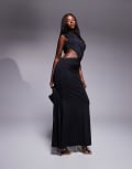 [Bardot] Bardot ruched cut out maxi dress in black 10 Black