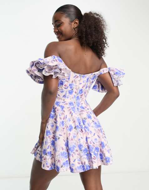 White floral dress clearance short