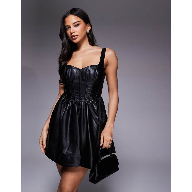 Bardot Savoy leather look mini dress in black | ASOS