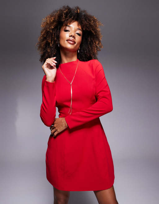 white christmas dresses Long Sleeves Short Red Dress 3XL
