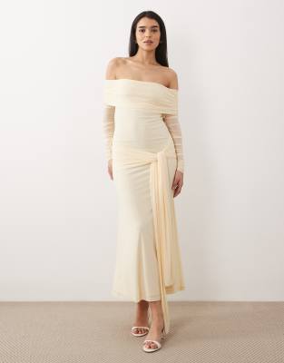 Bardot Selina tie front mesh dress in buttercup-Yellow