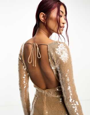 Bardot sequin midaxi dress is cream glazed sequin | ASOS