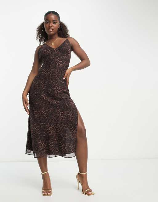 Leopard slip dress midi on sale