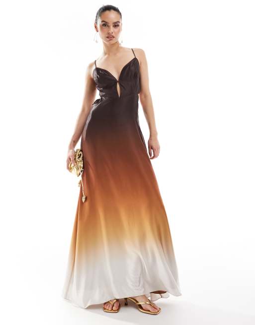 Bardot - Slipdress in bruin met kleurverloop