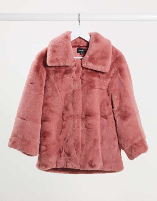 Bardot soft faux fur bomber in blush