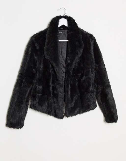 Bardot soft faux fur jacket in black | ASOS