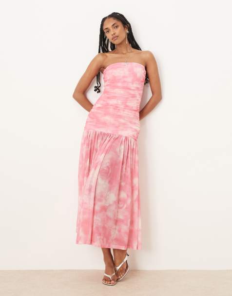 Bardot - Solana - Robe longue en tulle à fleurs - Rose - view 1