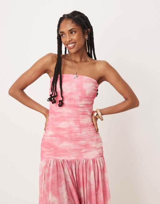 Bardot - Solana - Vestito lungo rosa a fiori in rete, 3 di 4