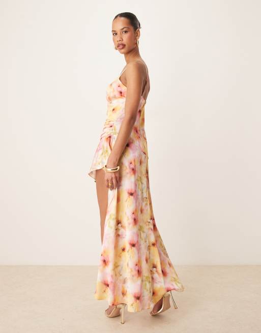 Bardot - Sorella - Midi-jurk met bloemenprint in geel en rood, 3 van 4