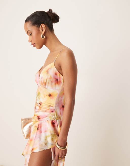 Bardot - Sorella - Midi-jurk met bloemenprint in geel en rood, 4 van 4