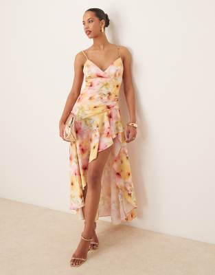 bardot sorella printed midi dress in sunset floral