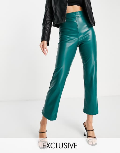 Bardot super high waisted PU pants in forest green