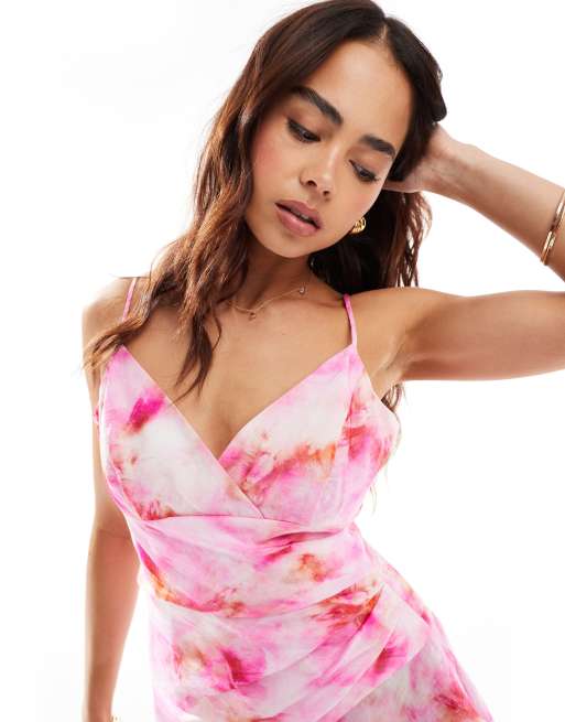 Bardot tie dye midi dress in pink | ASOS