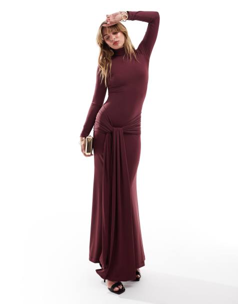 Bardot tie front maxi dress in plum  - view 1