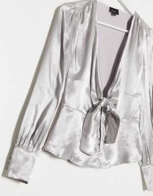 silver satin blouse