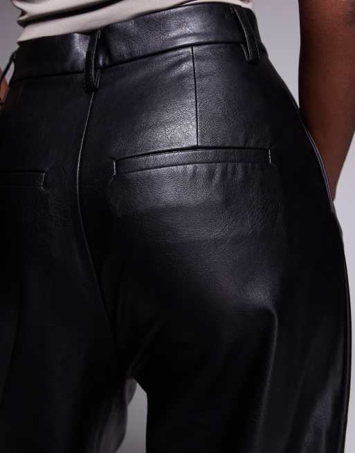 Bardot - Toelopende broek met hoge taille en leerlook in zwart, 5 van 5