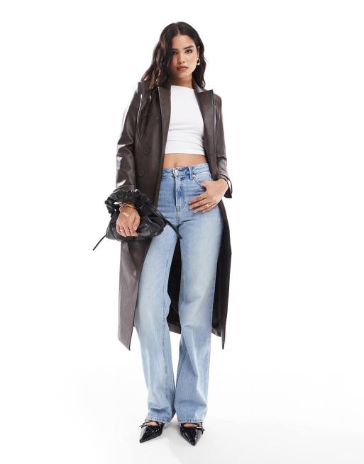 Bardot - Trench in pelle sintetica cioccolato scuro