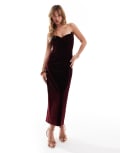 [Bardot] Bardot velour midi dress in burgundy-Red 10 Burgundy