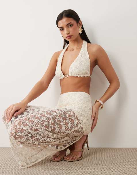 Bardot Venetia halter bralette in light beige (part of a set) - view 1