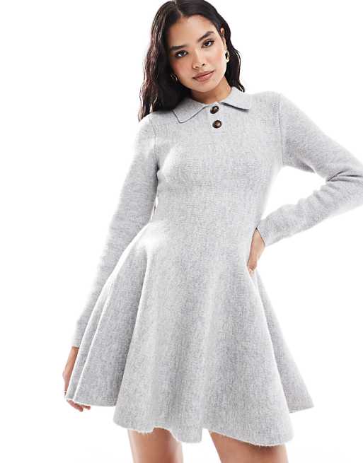 Collar Bell Sleeve Off The Shoulder Half Bow Skater Going Out Dress Collar Bell Sleeve Off The Shoulder Half Bow Skater Going Out Dress