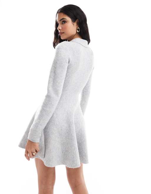 Collar Bell Sleeve Off The Shoulder Half Bow Skater Going Out Dress