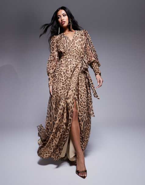 Bardot wrap maxi dress in leopard print - view 1