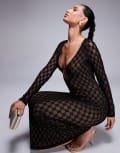 [Bardot] Bardot Yazmin lace midi dress with low back in black 10 Black