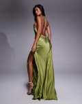 [Bardot] Bardot Yve halter dress in khaki-Green 12 Khaki