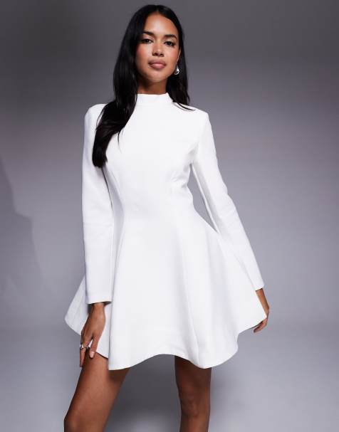Bardot Zephyra long sleeve mini dress in white