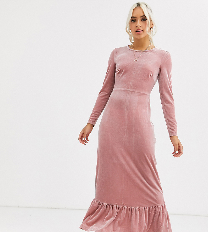 фото Бархатное платье миди с баской glamorous petite-розовый