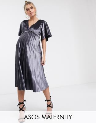 фото Бархатное платье миди с перекрученной отделкой asos design maternity-серебряный asos maternity